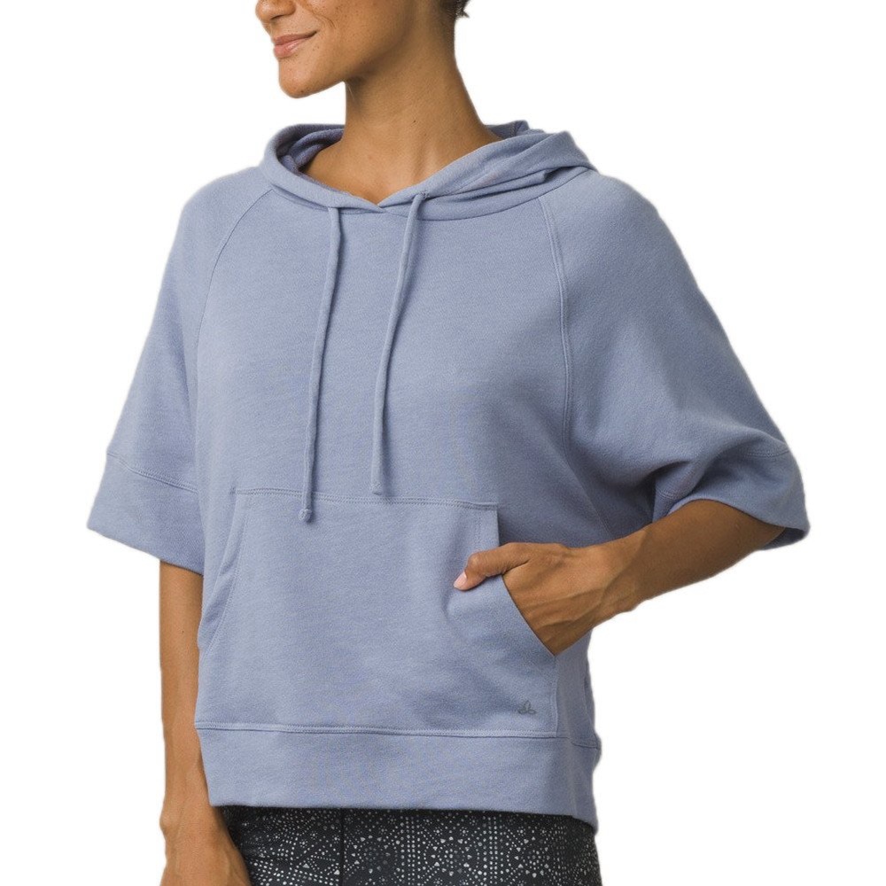 Prana Hoodie Womens Large Palmetto Light Blue Terry Lined Front Pocket